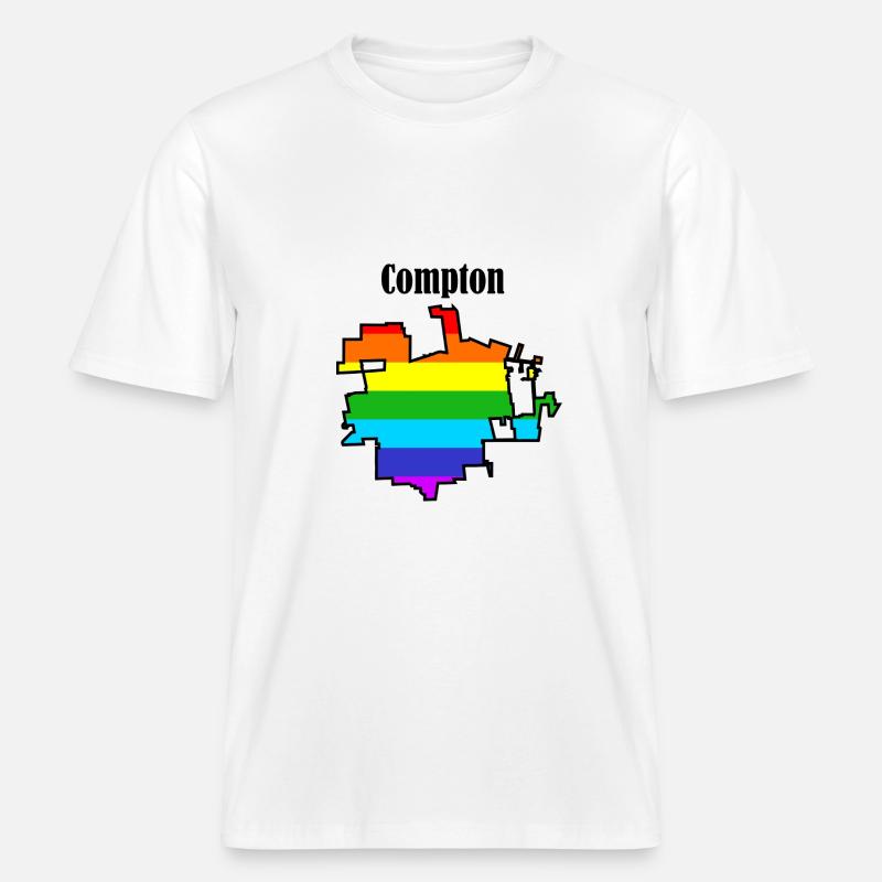 Compton Regenbogen -  RELAXED FIT Unisex Organic T-Shirt - Weiß