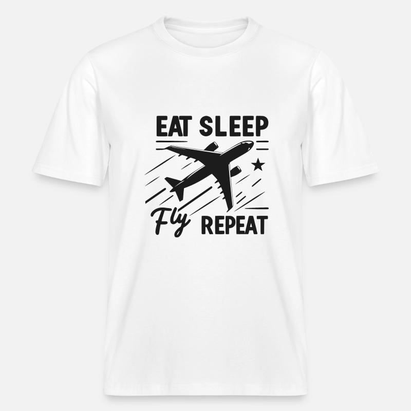 Manger dormir Mouche Répéter -  T-shirt unisexe RELAXED FIT en coton bio - blanc
