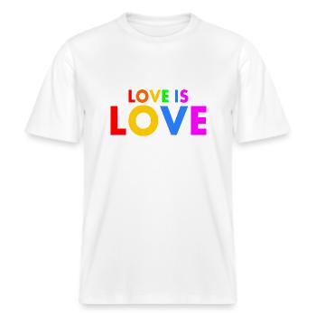 Love is love -  RELAXED FIT Unisex Organic T-Shirt - Weiß - Vorne - Alina (178cm) & Michal (187cm)