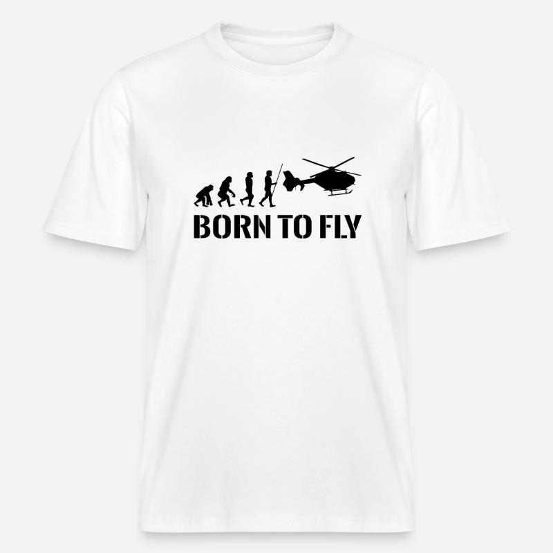 Hubschrauber Pilot Evolution Geschenkidee -  RELAXED FIT Unisex Organic T-Shirt - Weiß