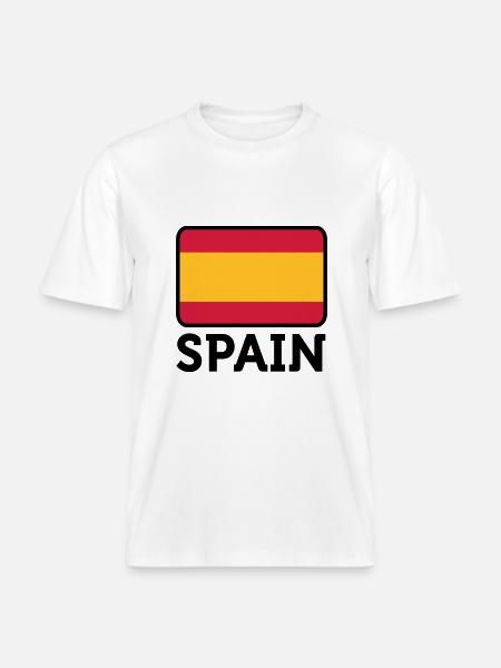 National Flag of Spain - RELAXED FIT Unisex Organic T-Shirt - white