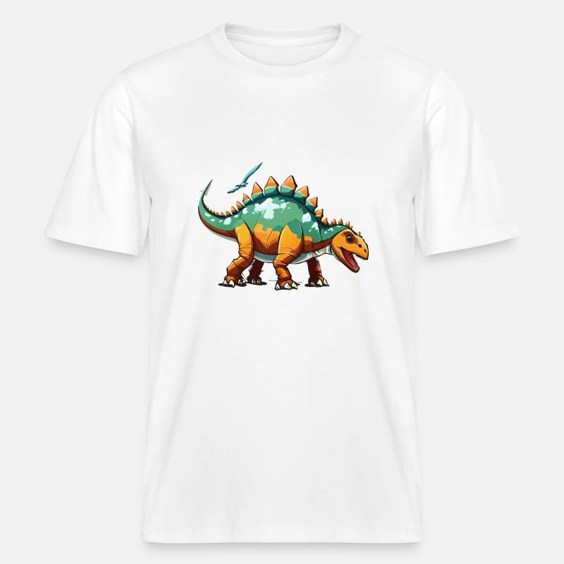 Friendly Stegosaurus -  RELAXED FIT Unisex Organic T-Shirt - white