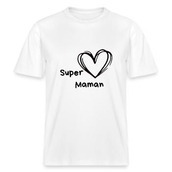 Excellent cadeau pour la fête des mères -  T-shirt unisexe RELAXED FIT en coton bio - blanc - Devant - Alina (178cm) & Michal (187cm)