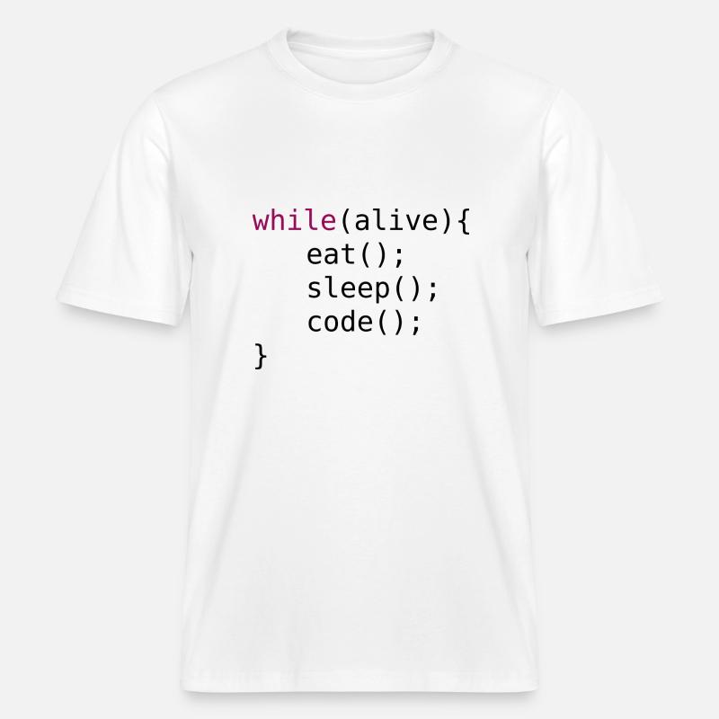 Lustiger Code Quellcode -  RELAXED FIT Unisex Organic T-Shirt - Weiß