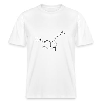 Serotonin -  RELAXED FIT Unisex Organic T-Shirt - Weiß - Vorne - Alina (178cm) & Michal (187cm)