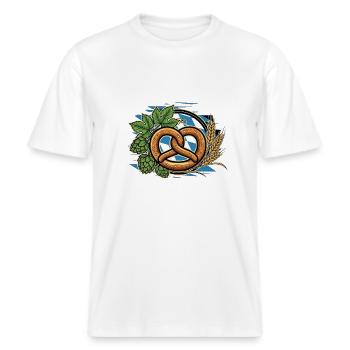 Brezel Zünftig Bayern Bierzelt -  RELAXED FIT Unisex Organic T-Shirt - Weiß - Vorne - Alina (178cm) & Michal (187cm)