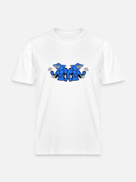 Shark Hai Bodybuilding 2 - RELAXED FIT Unisex Organic T-Shirt - white