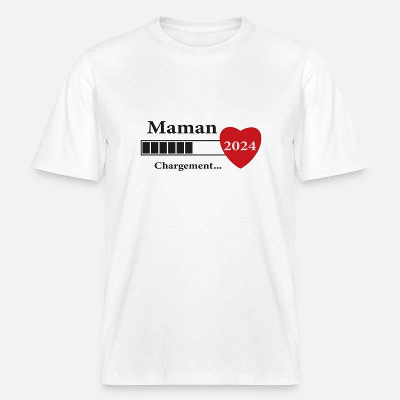 Mama - Werdende Mama wird geladen -  RELAXED FIT Unisex Organic T-Shirt - Weiß