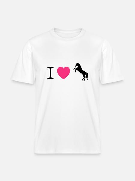 Ich liebe Pferde / Ponys -  RELAXED FIT Unisex Organic T-Shirt - Weiß