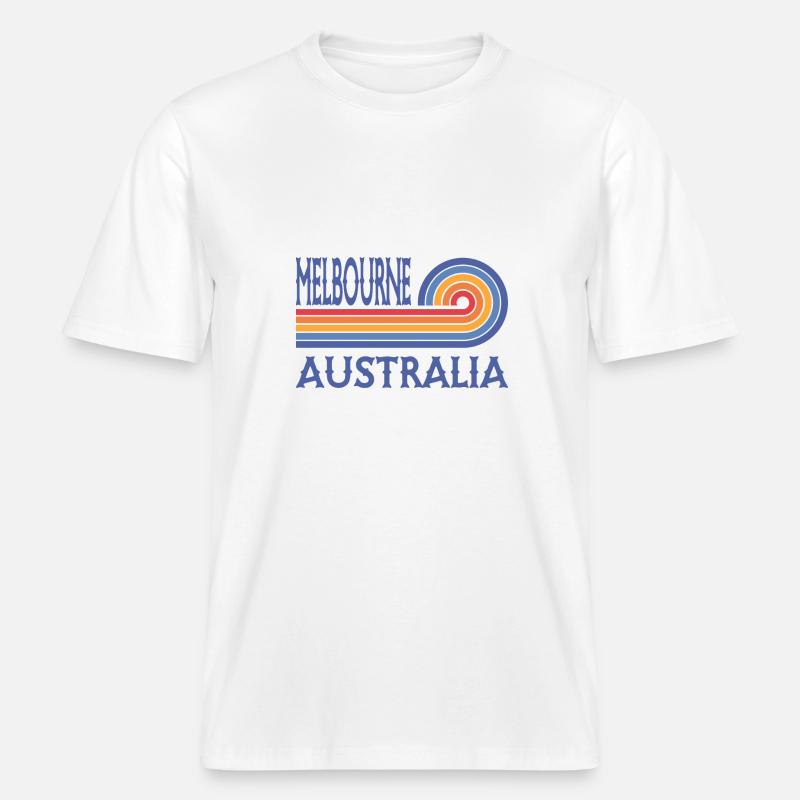 Melbourne - Australie - Australien - Aussie -  T-shirt unisexe RELAXED FIT en coton bio - blanc