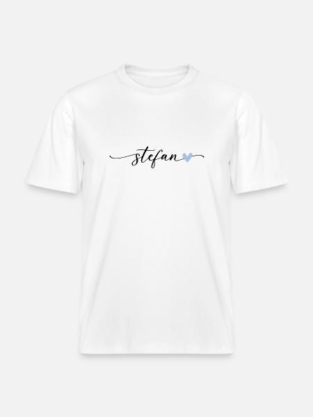 Stefan Name Calligraphy Font -  RELAXED FIT Unisex Organic T-Shirt - white
