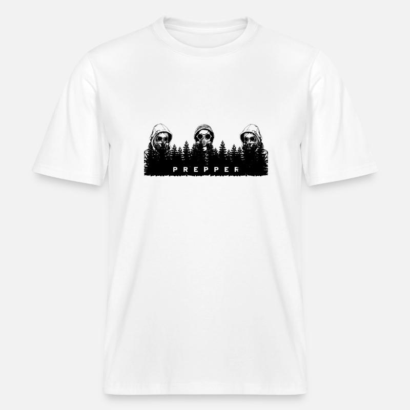 Prepper Code -  T-shirt unisexe RELAXED FIT en coton bio - blanc