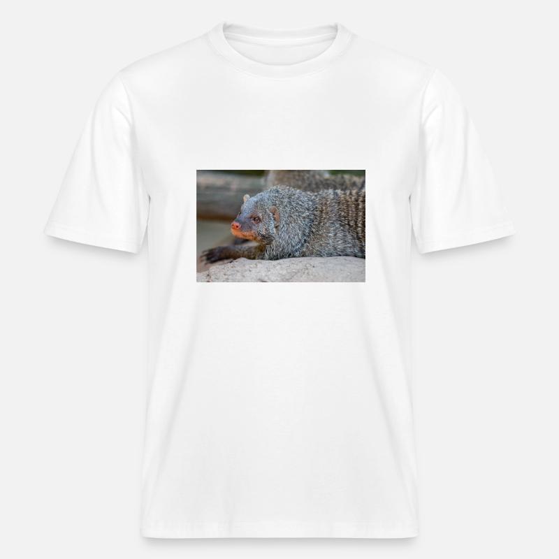 Gebänderte Manguste oder Zebramanguste Zebramanguste -  RELAXED FIT Unisex Organic T-Shirt - Weiß
