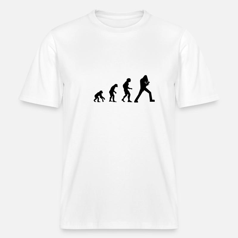 guitare evolution e-guitare e-rock metal -  T-shirt unisexe RELAXED FIT en coton bio - blanc