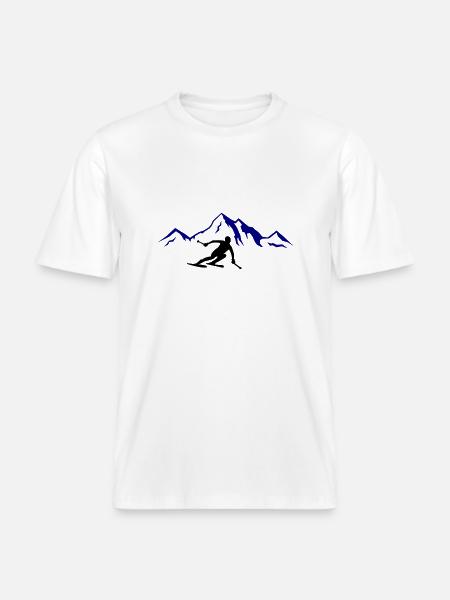 Ski Mountains 02 - RELAXED FIT Unisex Organic T-Shirt - white