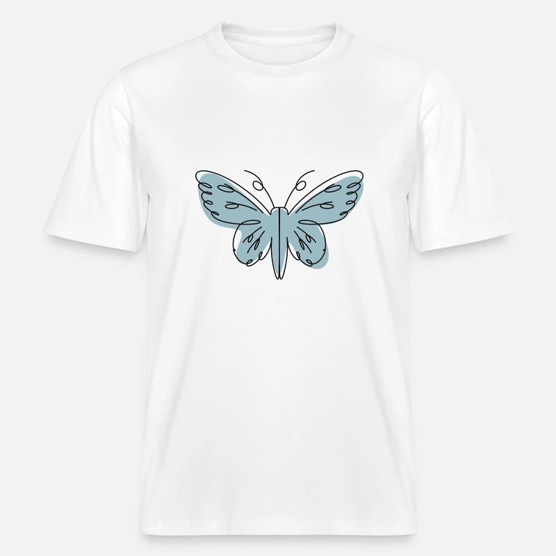 Papillon de conception abstraite -  T-shirt unisexe RELAXED FIT en coton bio - blanc