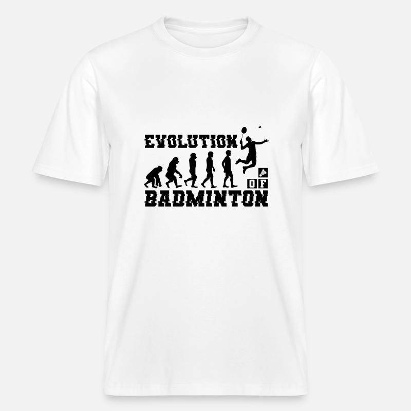 Badminton Evolution Silhouette -  T-shirt unisexe RELAXED FIT en coton bio - blanc