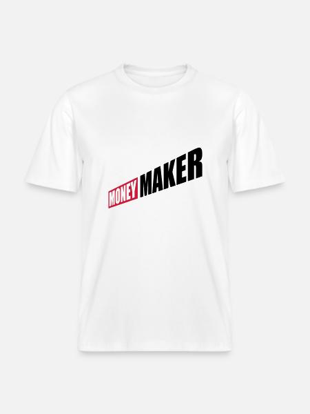 Entrepreneur Money Maker Logo -  RELAXED FIT Unisex Organic T-Shirt - white