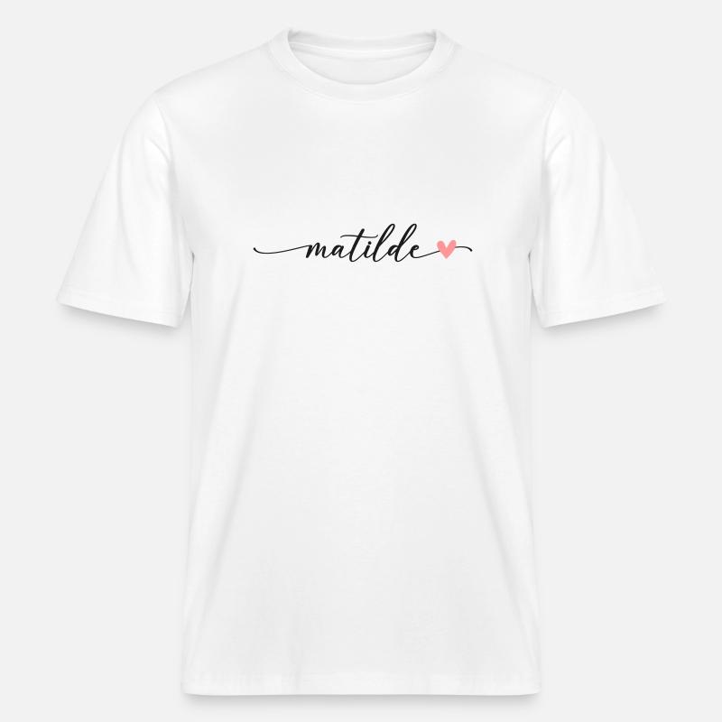 Matilde Name Calligraphy Script -  RELAXED FIT Unisex Organic T-Shirt - white
