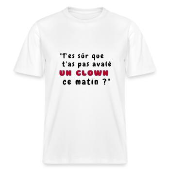 T-shirt Le chat clown -  T-shirt unisexe RELAXED FIT en coton bio - blanc - Devant - Alina (178cm) & Michal (187cm)