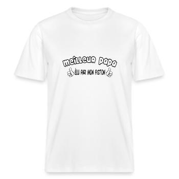 BESTER VATER -  RELAXED FIT Unisex Organic T-Shirt - Weiß - Vorne - Alina (178cm) & Michal (187cm)