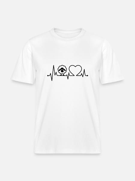 Sheep heartbeat - RELAXED FIT Unisex Organic T-Shirt - white