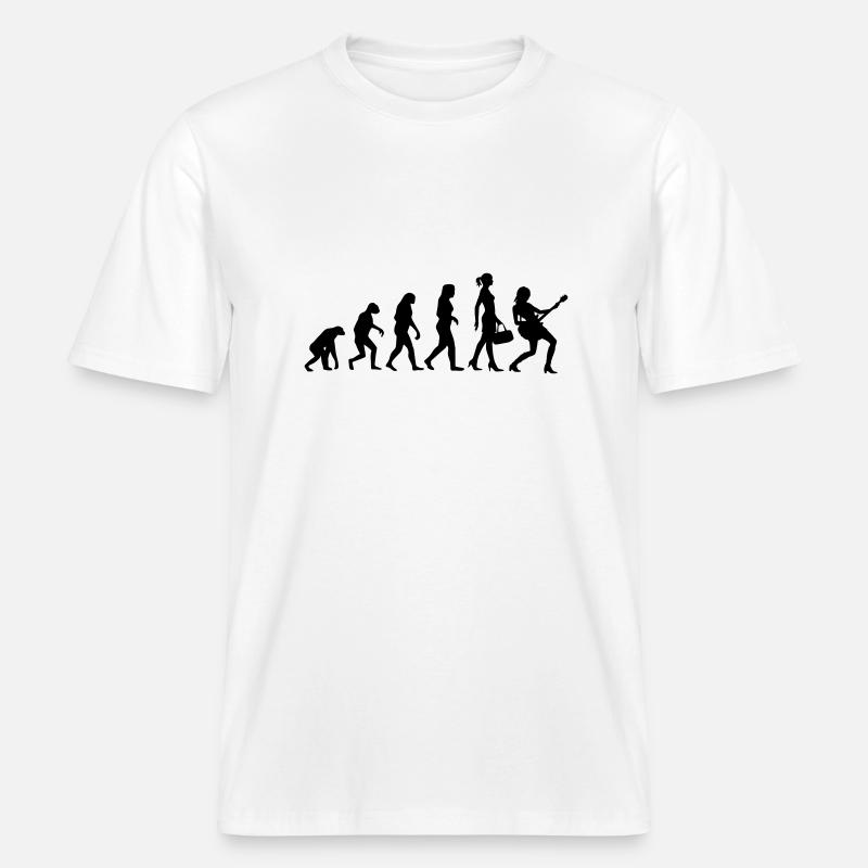 Evolution Guitariste -  T-shirt unisexe RELAXED FIT en coton bio - blanc