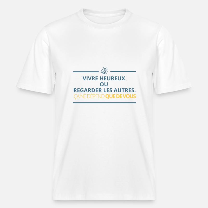 Glücklich leben oder andere beobachten... -  RELAXED FIT Unisex Organic T-Shirt - Weiß