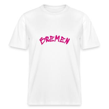 Brême - Allemagne - Allemagne -  T-shirt unisexe RELAXED FIT en coton bio - blanc - Devant - Alina (178cm) & Michal (187cm)
