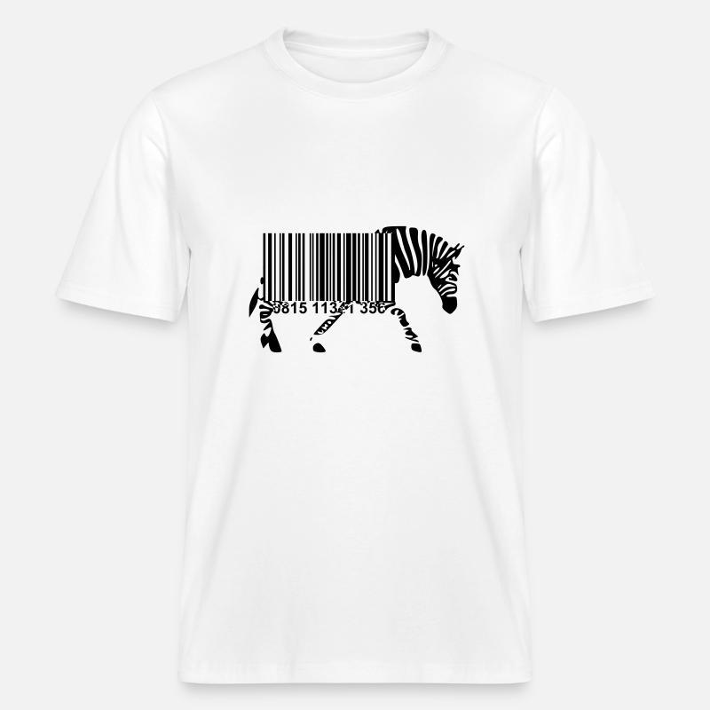 Strichcode Zebra -  RELAXED FIT Unisex Organic T-Shirt - Weiß