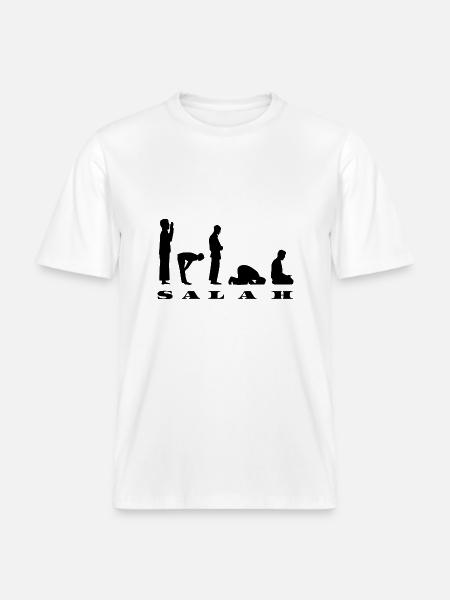 Salah Prayer Silhouette Design -  RELAXED FIT Unisex Organic T-Shirt - white