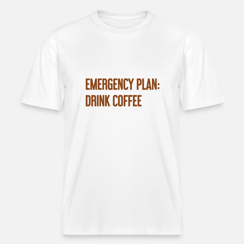 Kaffee-Notfallplan -  RELAXED FIT Unisex Organic T-Shirt - Weiß