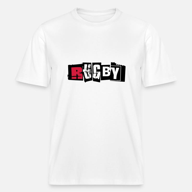 rugby 2 -  RELAXED FIT Unisex Organic T-Shirt - white