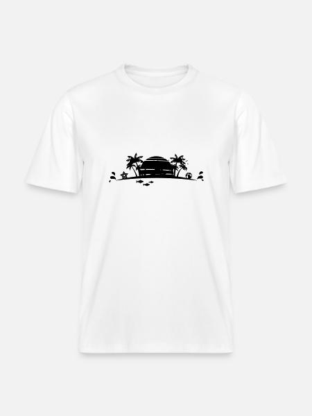 Sommer - Palmen Strand - RELAXED FIT Unisex Organic T-Shirt - Weiß