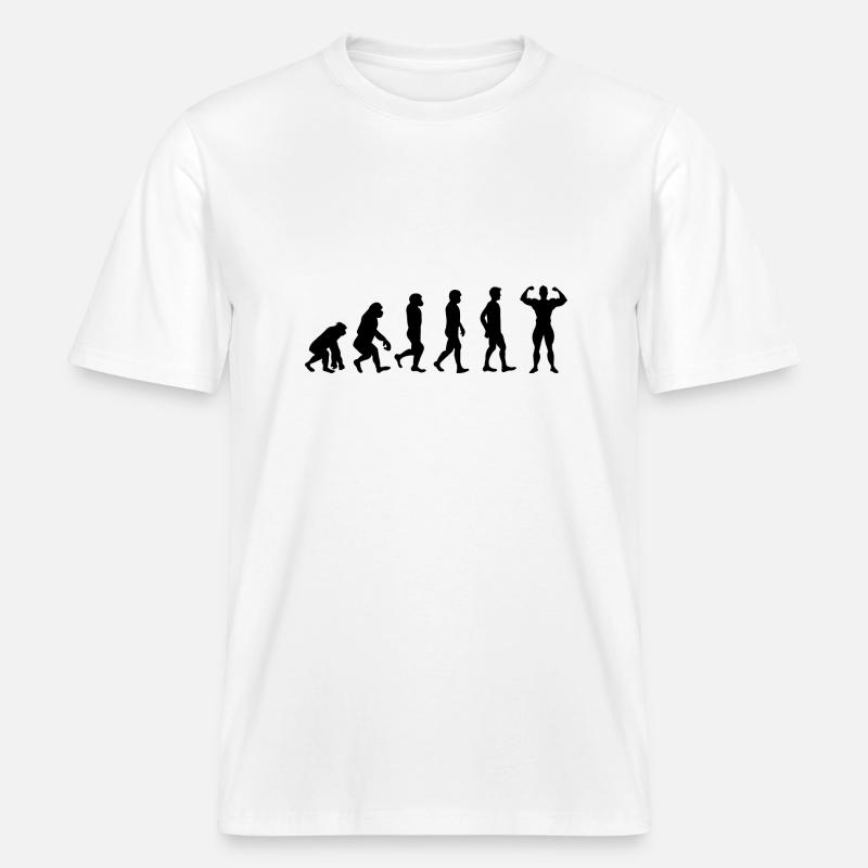 Evolution Bodybuilder schwarz -  RELAXED FIT Unisex Organic T-Shirt - Weiß