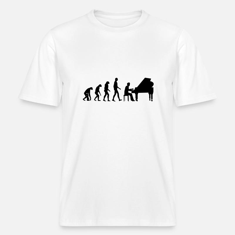 piano evolution -  T-shirt unisexe RELAXED FIT en coton bio - blanc