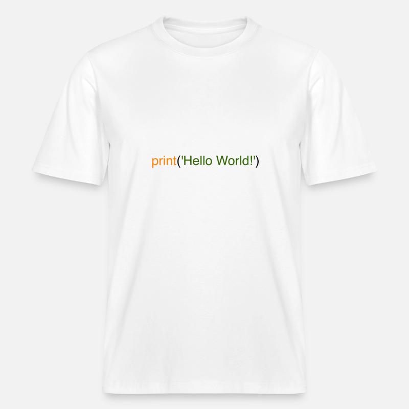 Hello World Python - RELAXED FIT Unisex Organic T-Shirt - white