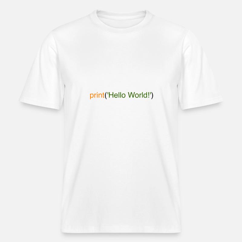Hello World Python -  RELAXED FIT Unisex Organic T-Shirt - white
