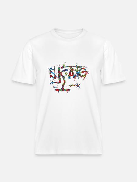 Skate - RELAXED FIT Unisex Organic T-Shirt - white