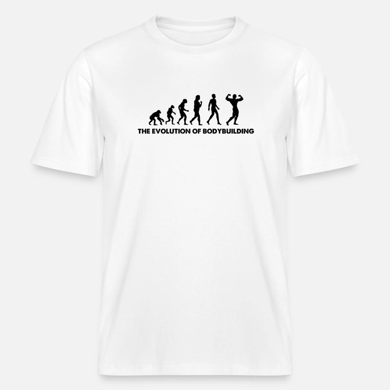 L’évolution de la musculation -  T-shirt unisexe RELAXED FIT en coton bio - blanc