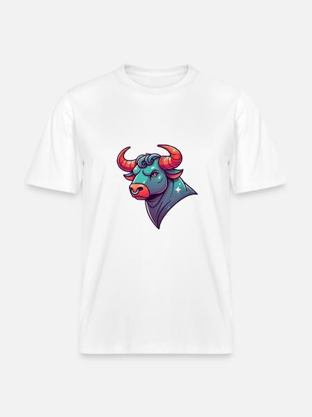 Taurus Cartoon -  RELAXED FIT Unisex Organic T-Shirt - white