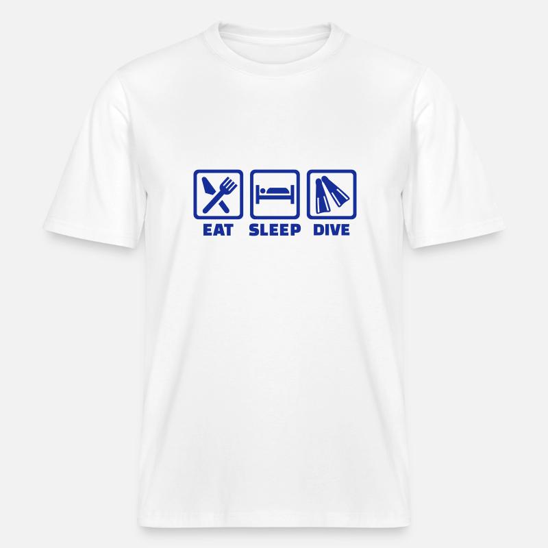 Eat sleep dive -  T-shirt unisexe RELAXED FIT en coton bio - blanc