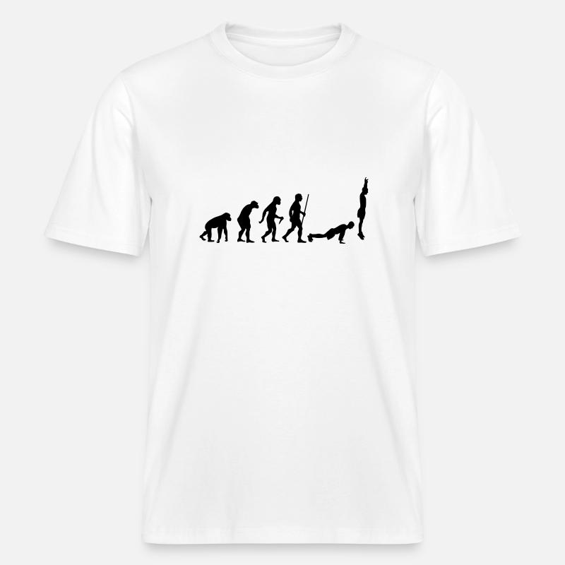 Evolution Burpee -  RELAXED FIT Unisex Organic T-Shirt - white