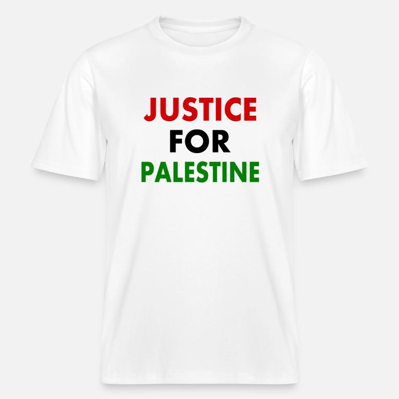 Justice for palestine -  T-shirt unisexe RELAXED FIT en coton bio - blanc