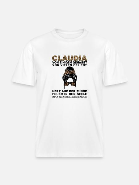 Claudia Gehasst Geliebt Großes Mundwerk - RELAXED FIT Unisex Organic T-Shirt - Weiß