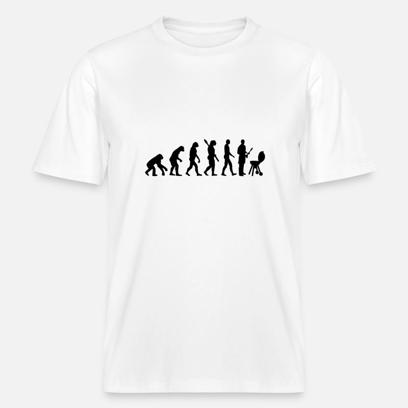 Evolution BBQ barbecue -  T-shirt unisexe RELAXED FIT en coton bio - blanc