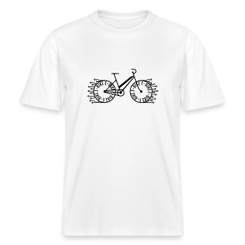 E Bike Fahrrad -  RELAXED FIT Unisex Organic T-Shirt - Weiß - Vorne - Alina (178cm) & Michal (187cm)