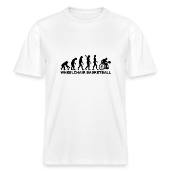 Evolution wheelchair basketball -  T-shirt unisexe RELAXED FIT en coton bio - blanc - Devant - Alina (178cm) & Michal (187cm)