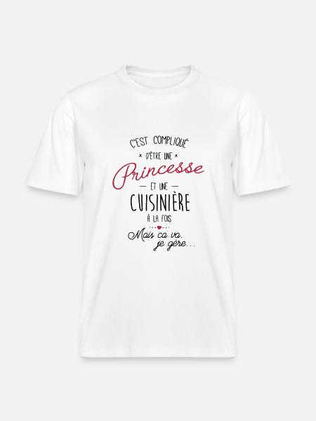 Princesse et cuisinière - T-shirt unisexe RELAXED FIT en coton bio - blanc