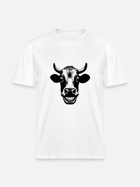 Grinning Cow -  RELAXED FIT Unisex Organic T-Shirt - white